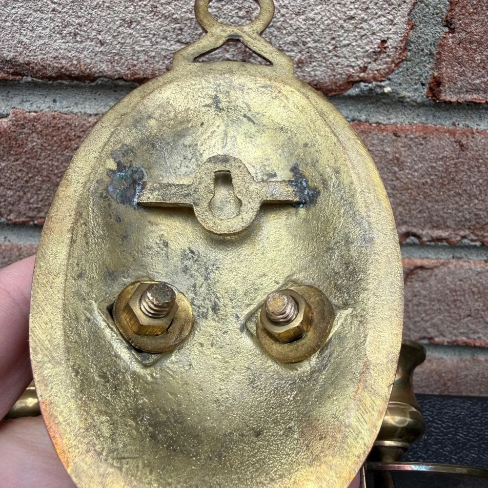 Unbranded Brass Wall Sconce Candle Holder Gold Vintage Double Arm MCM Regency